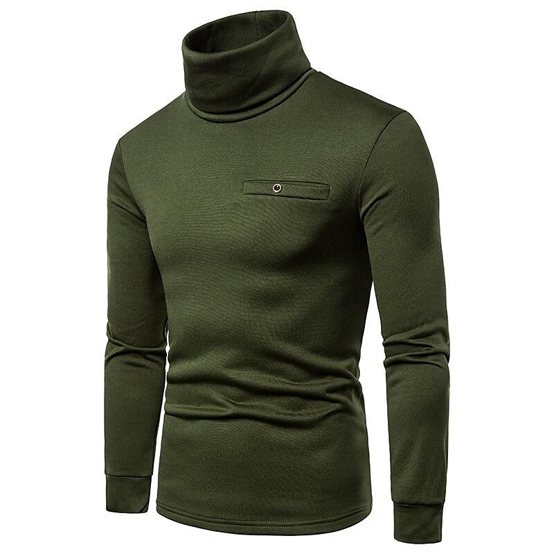 Men's Turtleneck Pullover Fleece Long Sleeve T-Shirt-poisonstreetwear.com