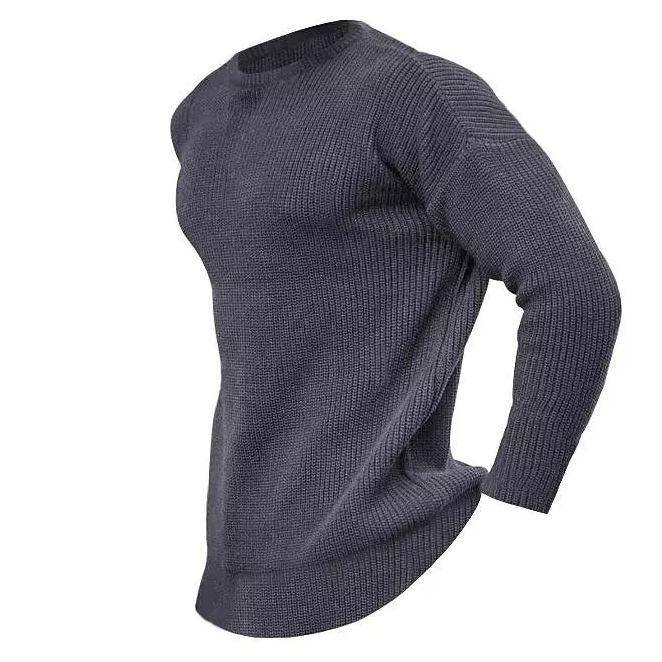 Men's Solid Color Crew Neck Pullover Knit Sweater-poisonstreetwear.com