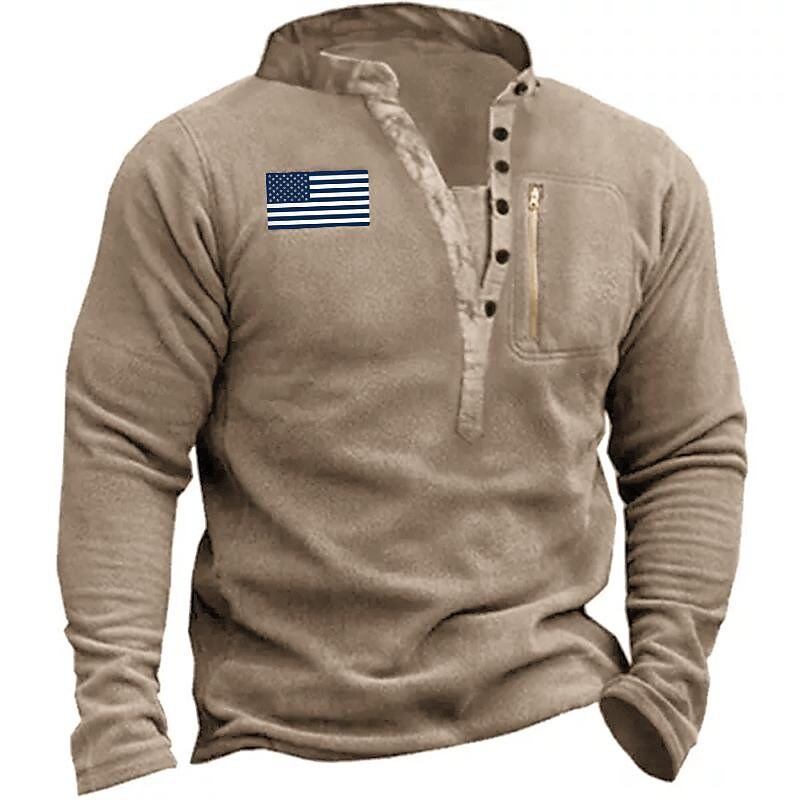 Poisonstreetwear Men's Henry Button-Up Fleece Thermal Tactical Sweatshirt-poisonstreetwear.com
