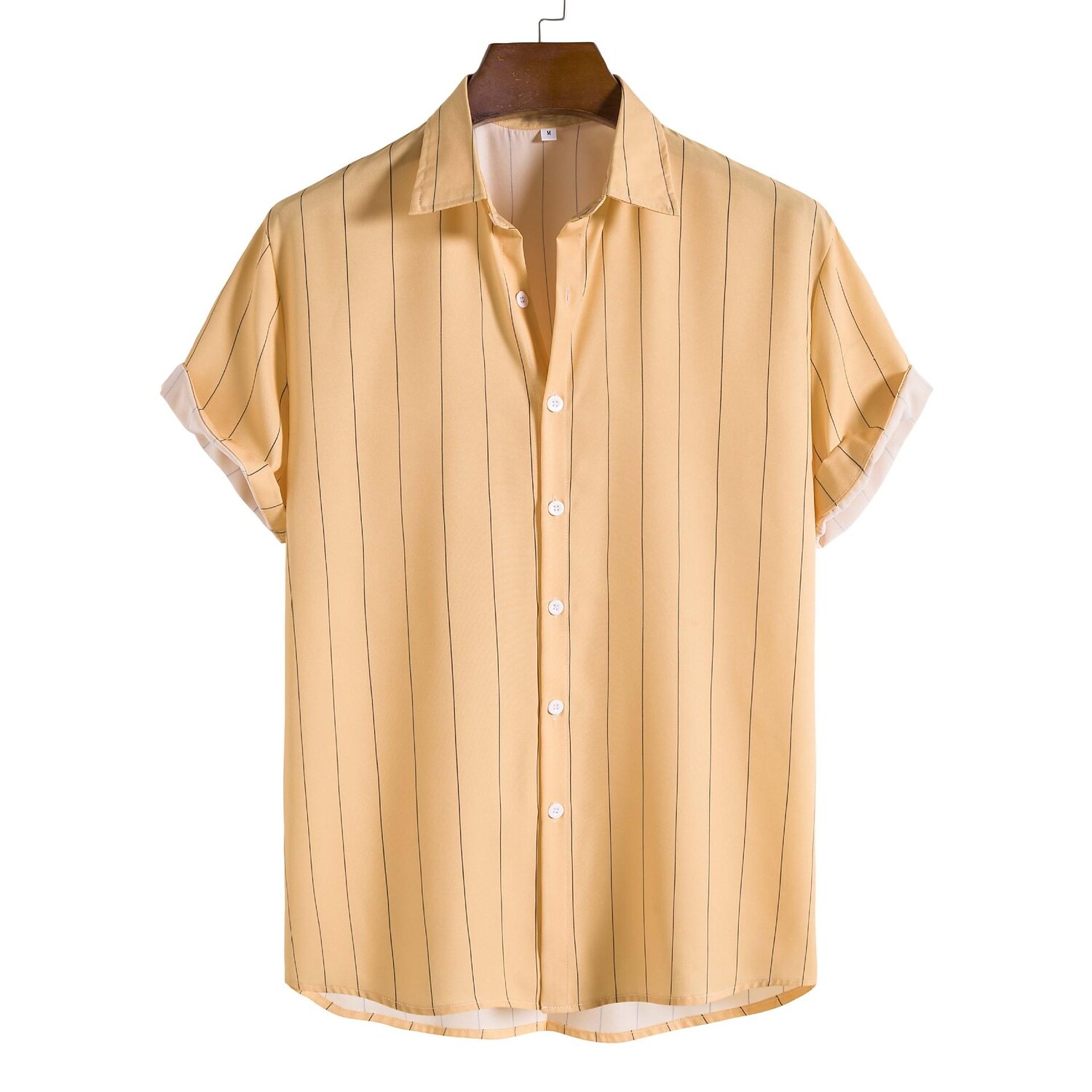 Men's Striped Button Front Plain Short Sleeve Shirt-poisonstreetwear.com