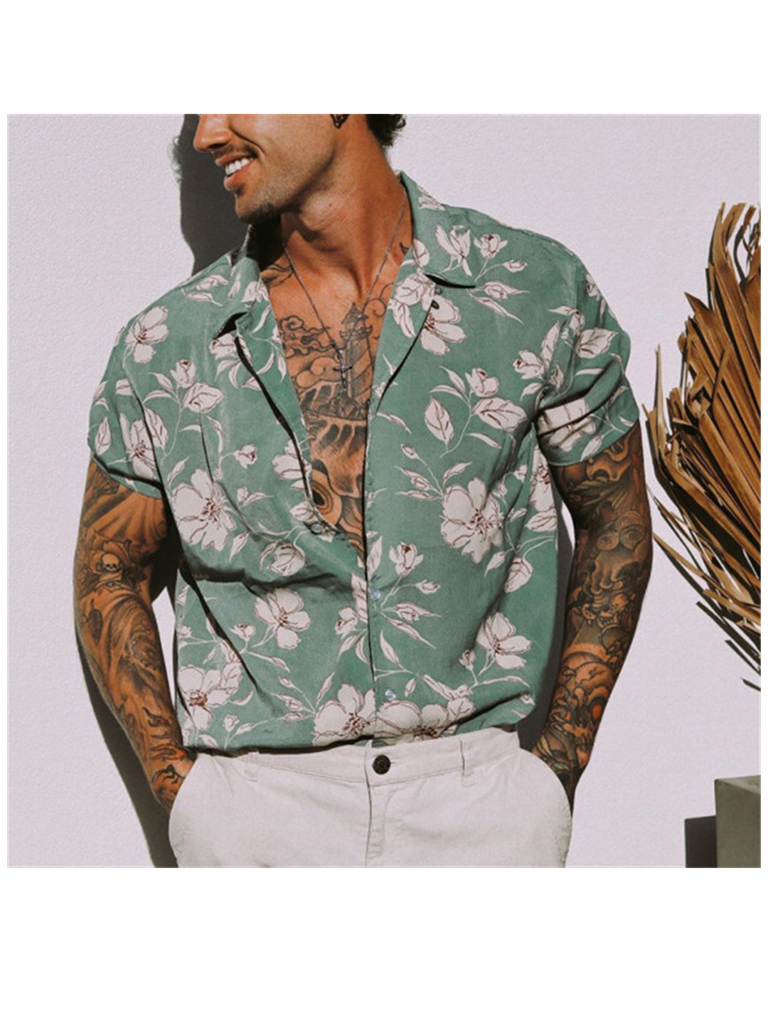 Men's Martinez Print Floral Short Sleeve Casual Shirt-poisonstreetwear.com