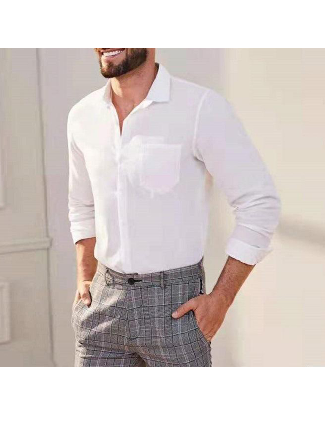Men's Adams Solid Color Cotton And Linen Shirt-poisonstreetwear.com