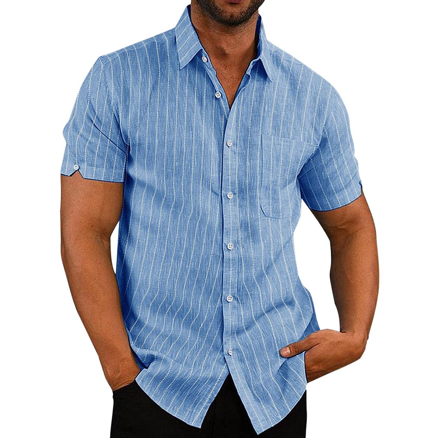 Men's Striped Short-sleeved Casual Shirts-poisonstreetwear.com