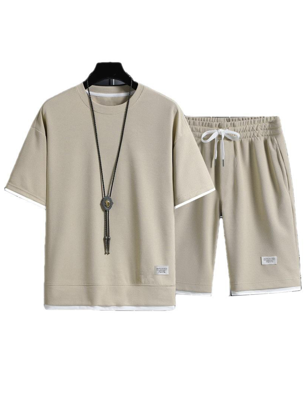 Men's Rountree Solid Color Waffle Fabric Summer Suit-poisonstreetwear.com