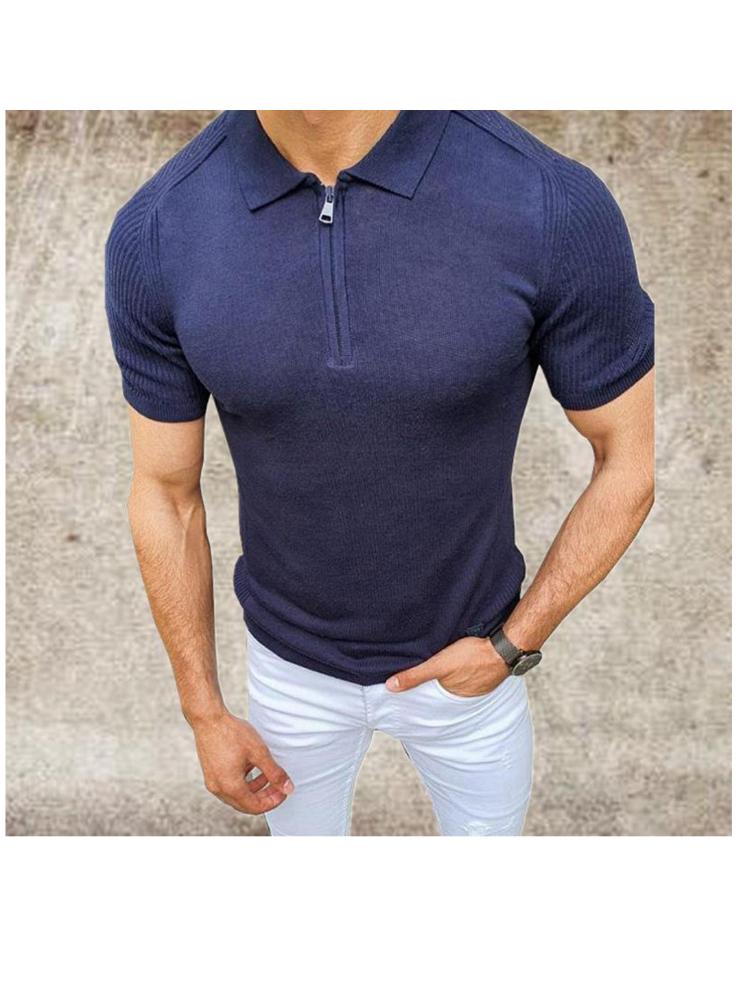 Men's Posey Solid Color Short-sleeved Slim Knitted Polo T-shirt-poisonstreetwear.com