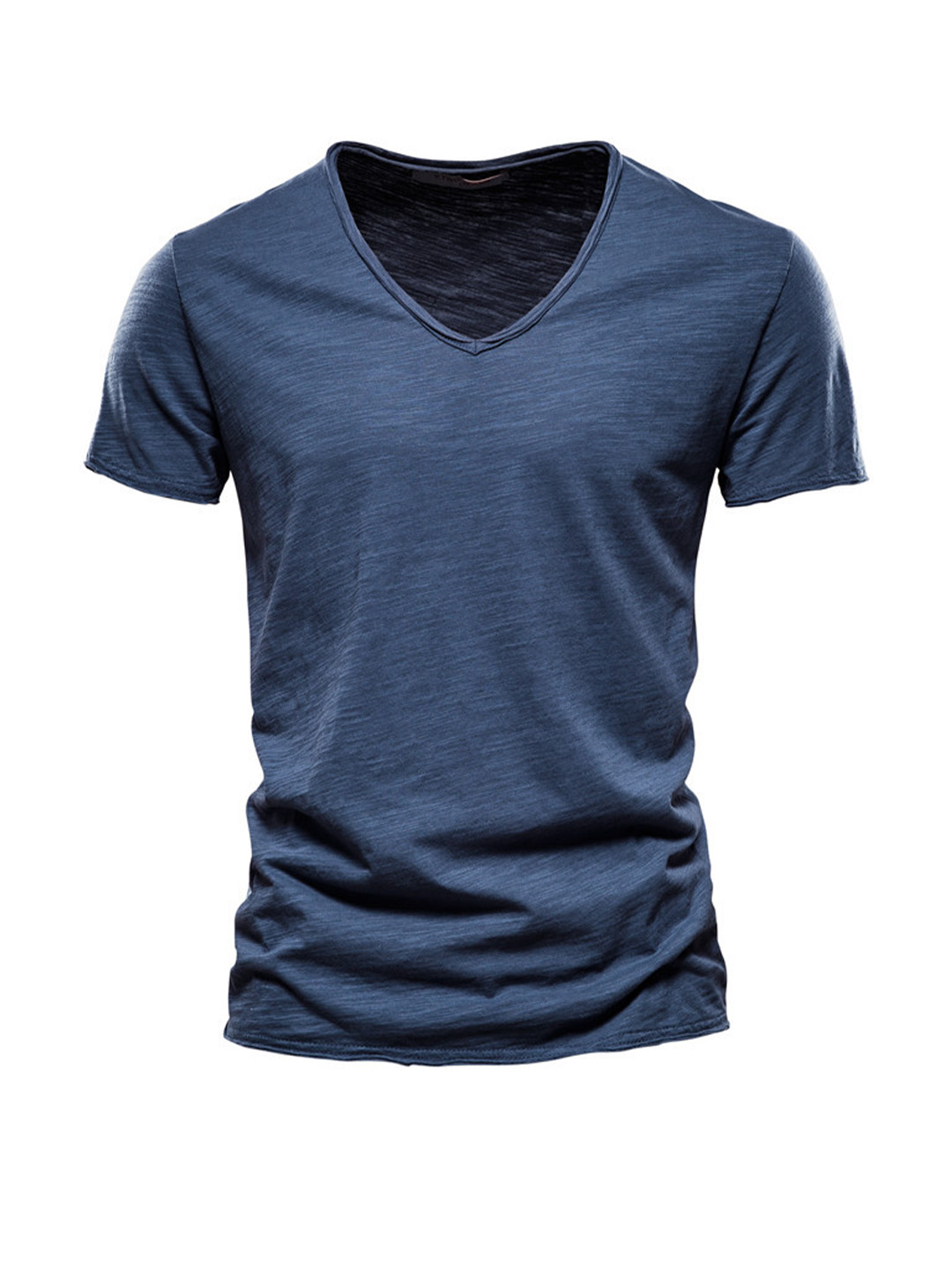 Men's Textured Solid Color V-neck T-shirt-poisonstreetwear.com