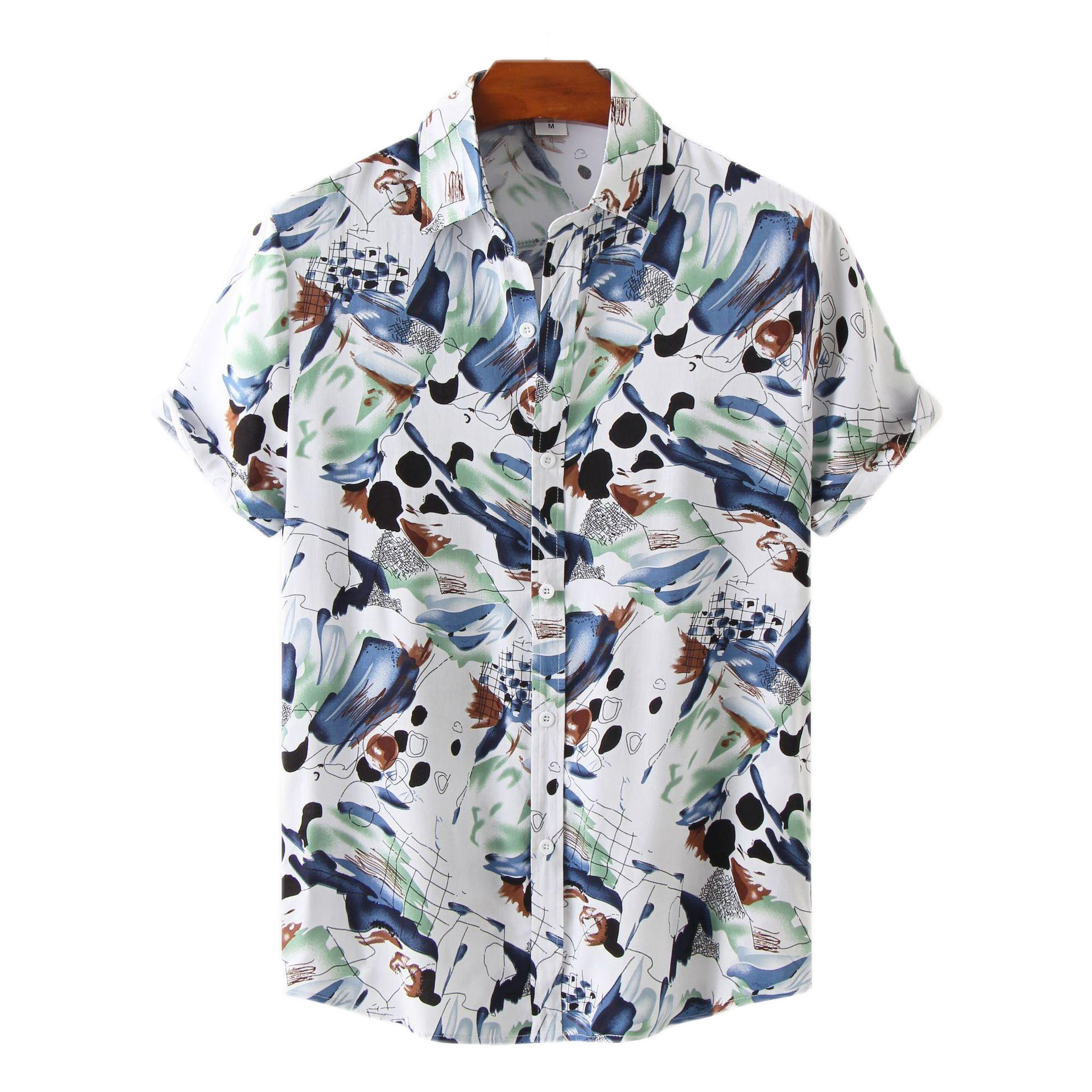 Men's Sheldon Abstract Floral Print Short-sleeved Shirt-poisonstreetwear.com