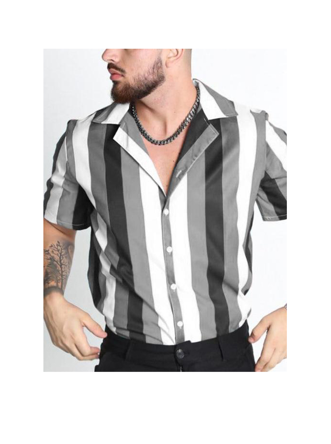 Men's Brian Thick Stripes Short Sleeve Shirt-poisonstreetwear.com
