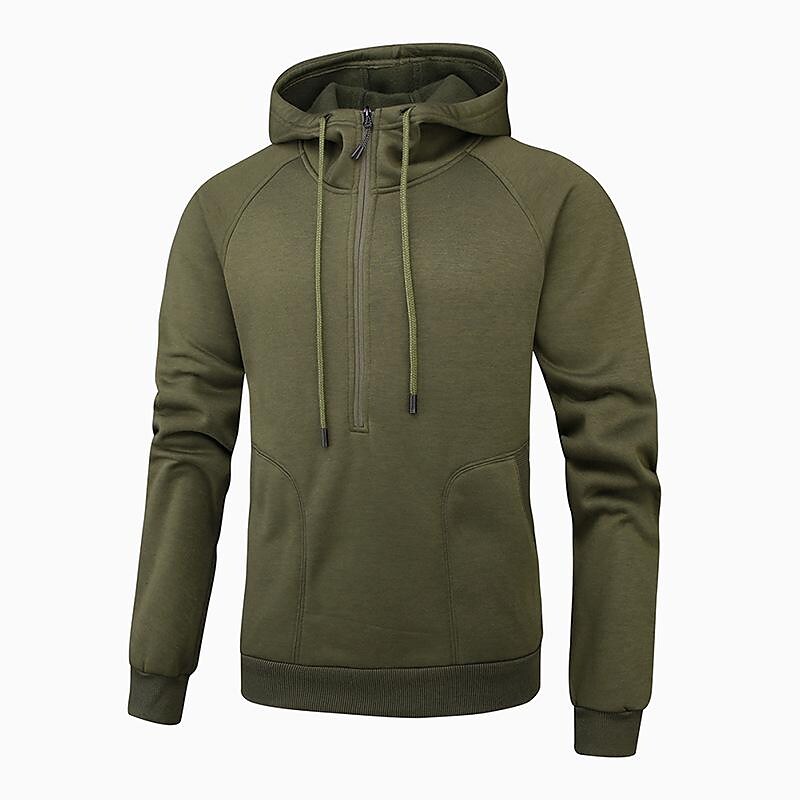 Men's Trendy V-Zip Camouflage Patchwork Pullover Hooded Sweatershirt-poisonstreetwear.com