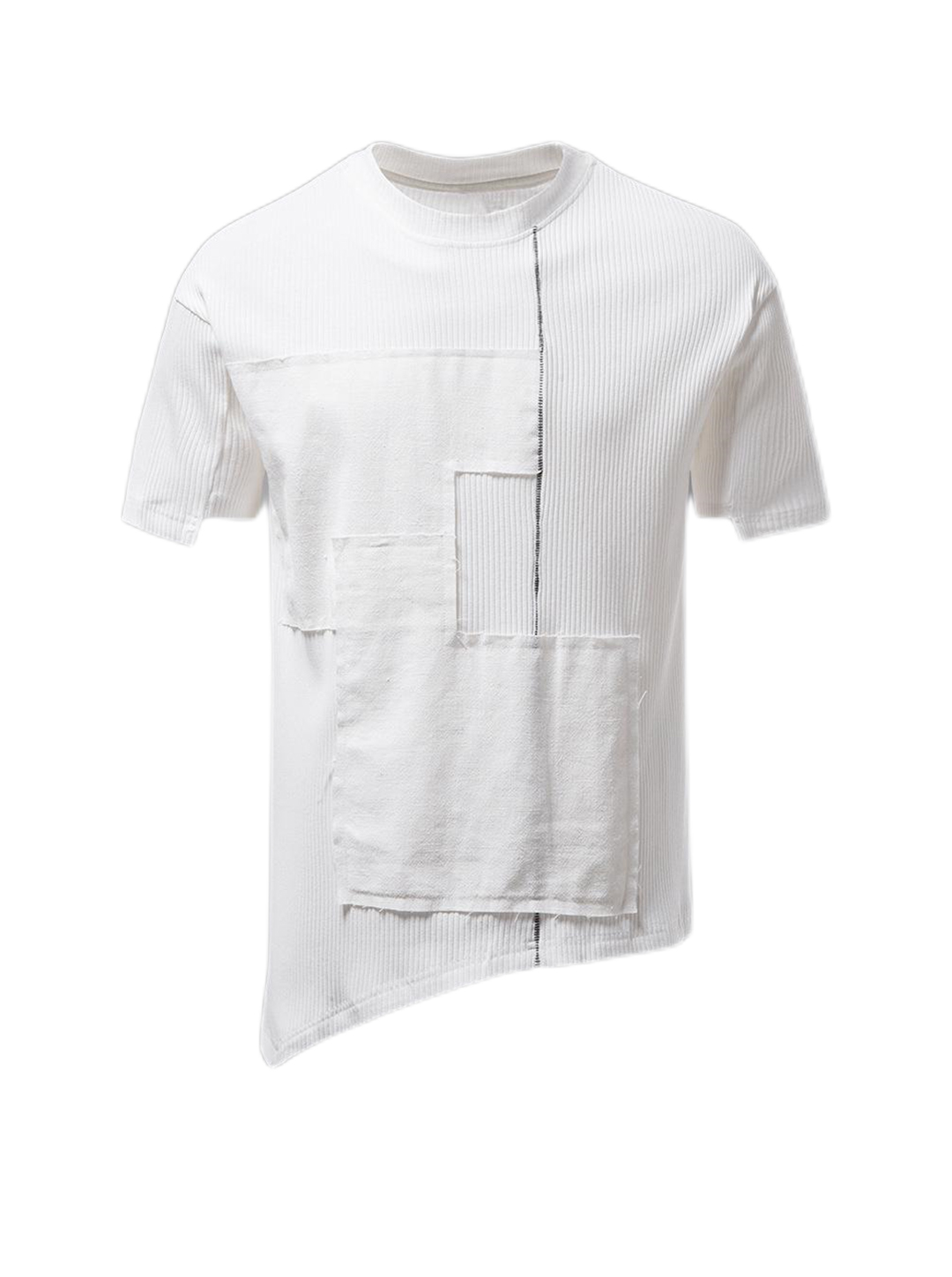 Men's Roberts 3D Draping Patchwork Short Sleeve T-shirt-poisonstreetwear.com