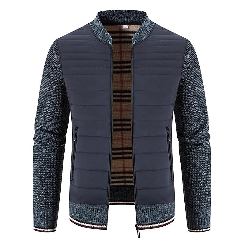 Men's Baseball Collar Padded Zipper Cardigan-poisonstreetwear.com