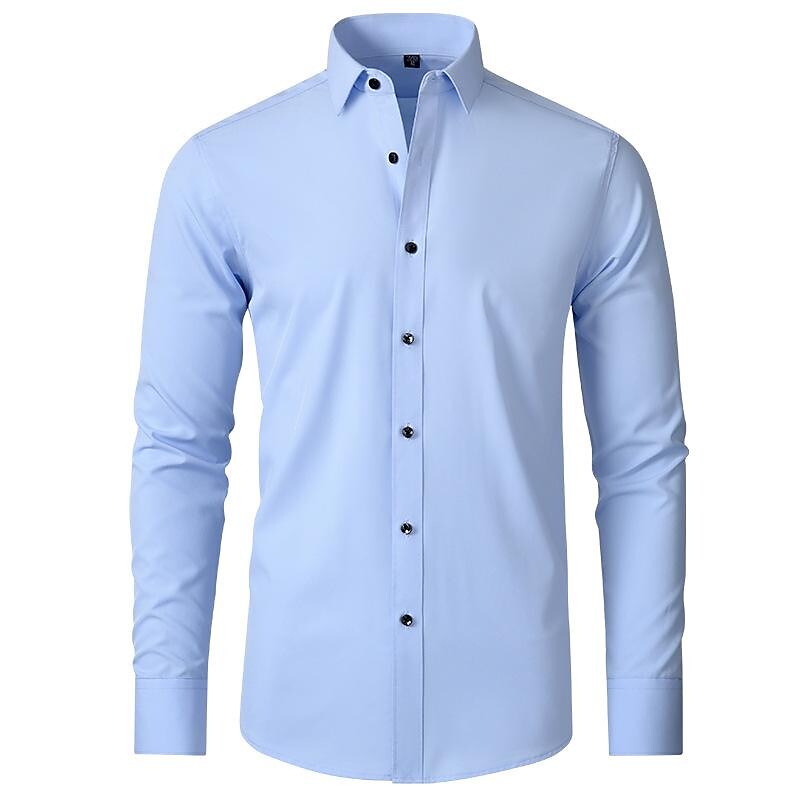 Men's Free Iron Four Sided Stretch Business Long Sleeve Shirt-poisonstreetwear.com