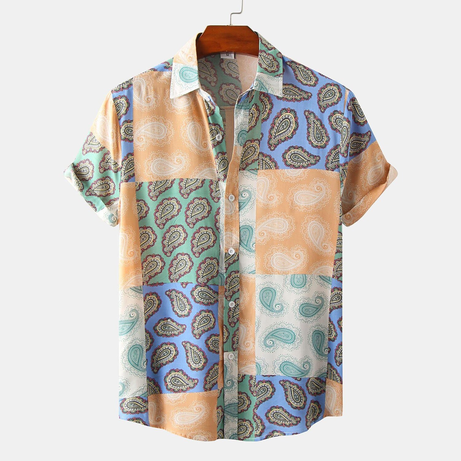 Men's Paisley Print Short Sleeve Shirt-poisonstreetwear.com
