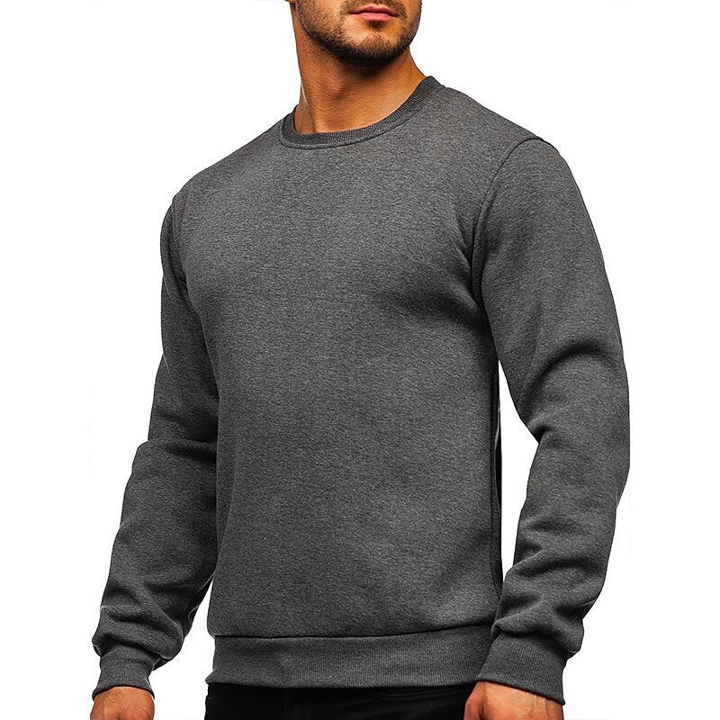Men's Pullover Solid Color Fleece Crew Neck Sweatshirt-poisonstreetwear.com