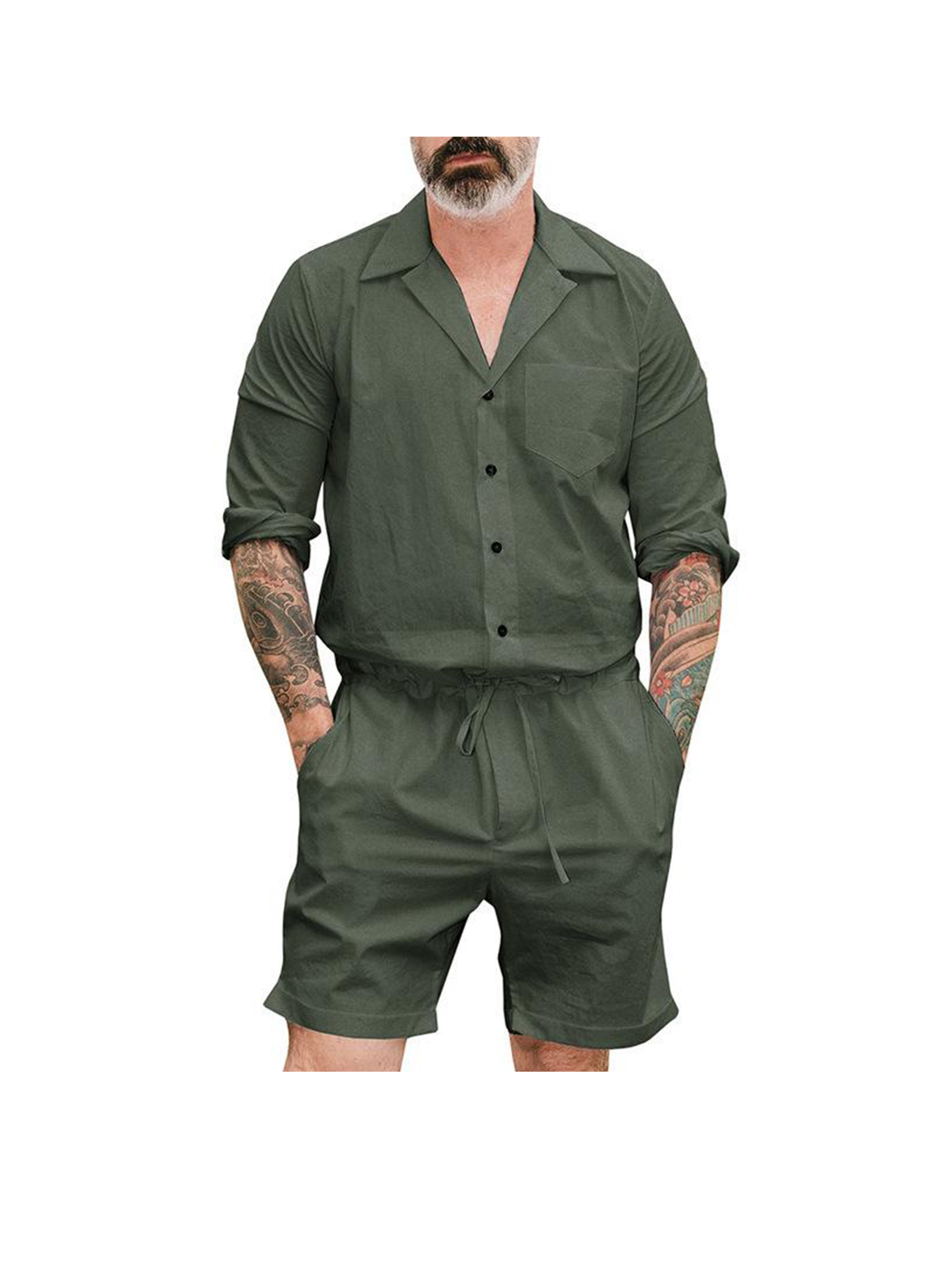 Men's Watson Long Sleeve Solid Color Jumpsuit Cargo Pants-poisonstreetwear.com