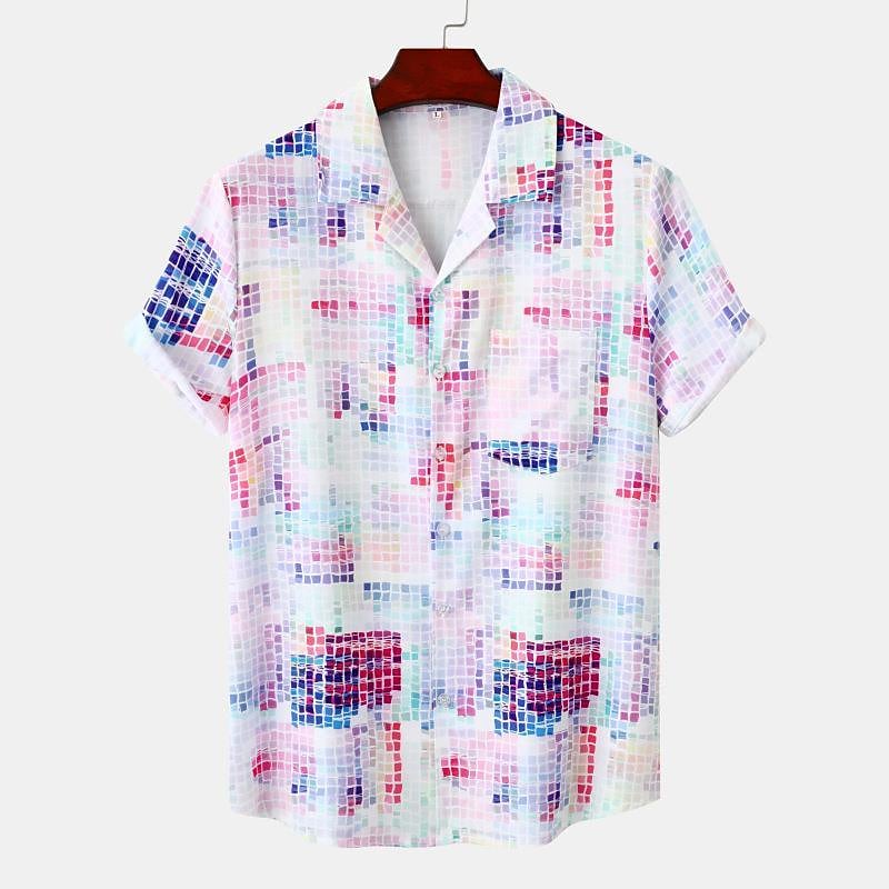 Men's Hawaiian Shirts Short Sleeve Button Down Beach Pink Shirt-poisonstreetwear.com