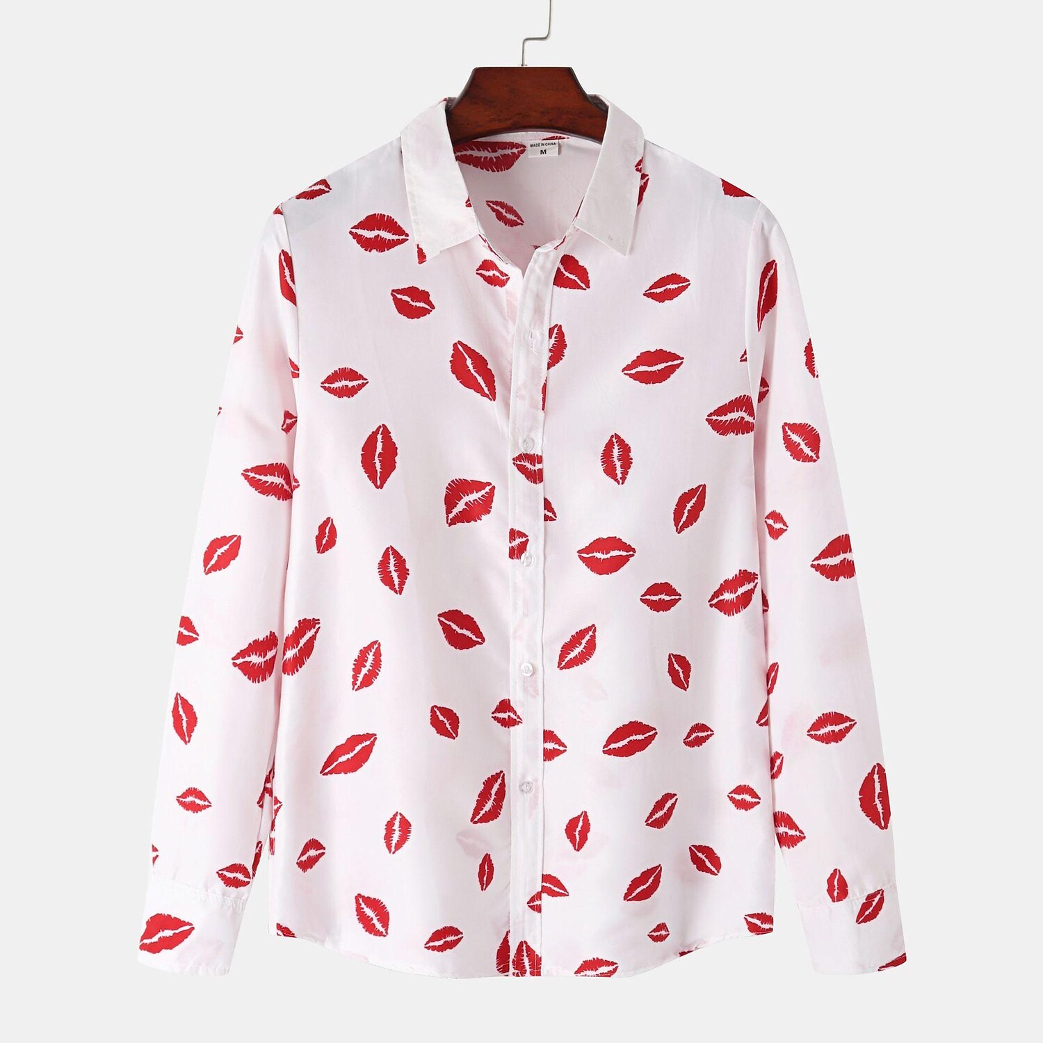 Men's Lip Print Long Sleeve Shirt-poisonstreetwear.com