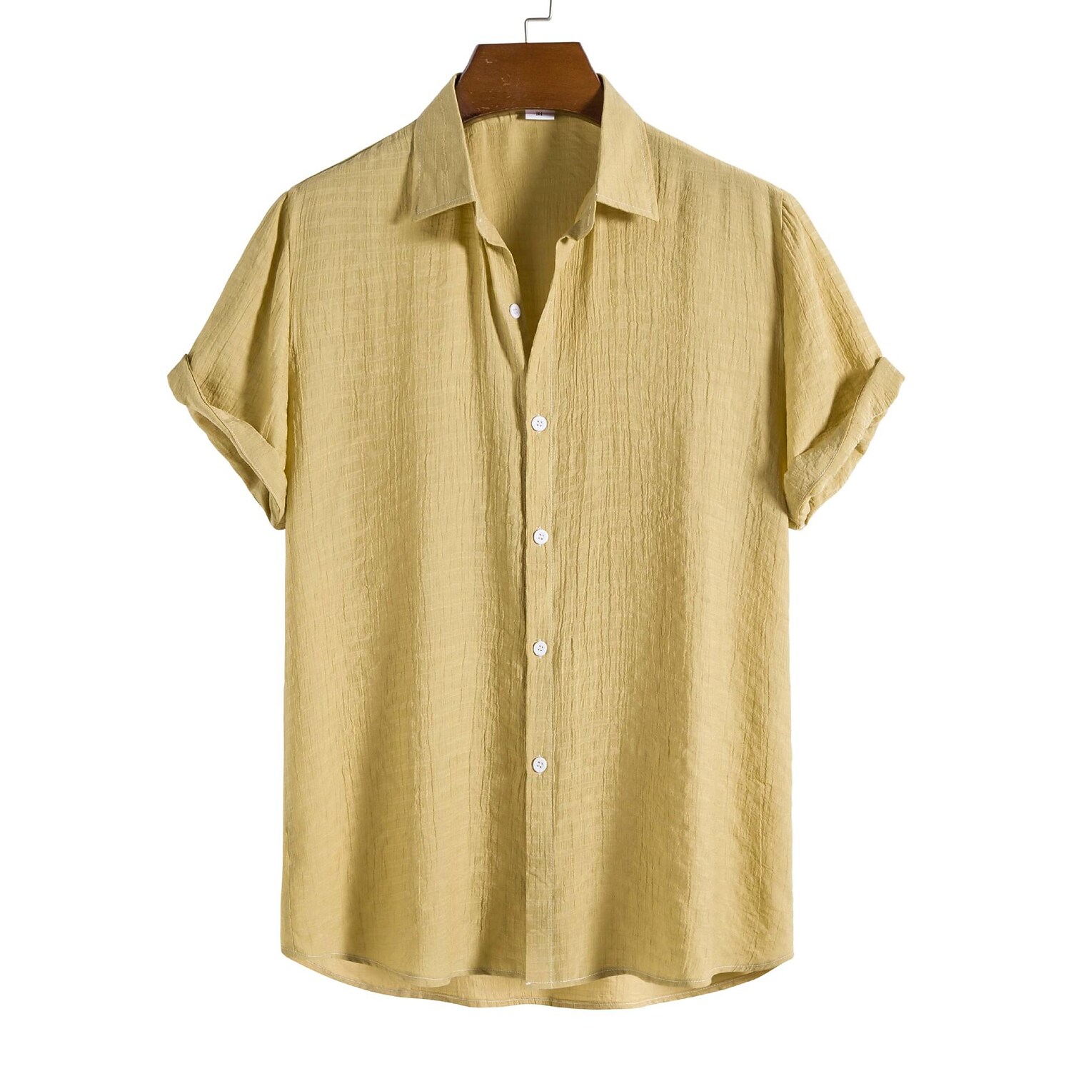 Men's Solid Color Textured Short-sleeved Shirt-poisonstreetwear.com
