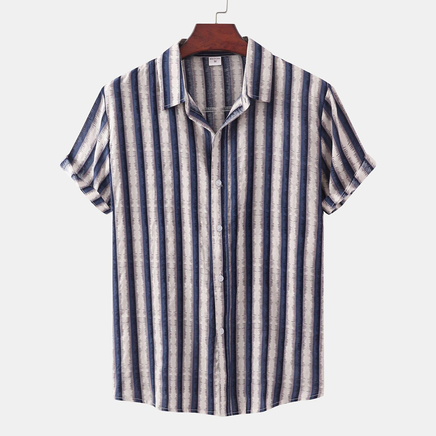 Men's Striped Print Short Sleeve Shirt-poisonstreetwear.com