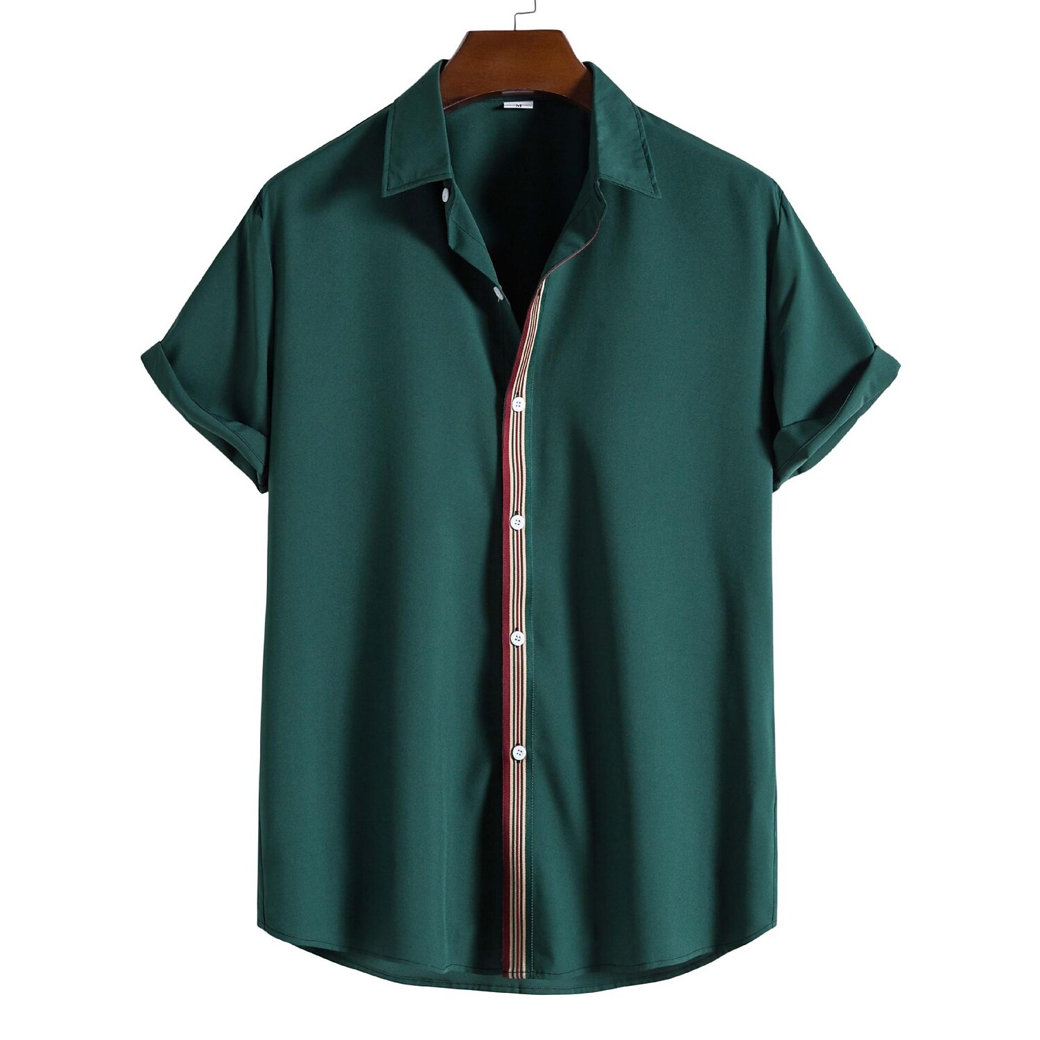 Men's Solid Color Placket Webbing Short Sleeve Shirt-poisonstreetwear.com