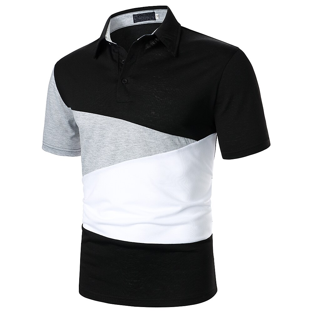 Men's Fitch Color Block Button-Down Short Sleeve Polo T-shirt-poisonstreetwear.com