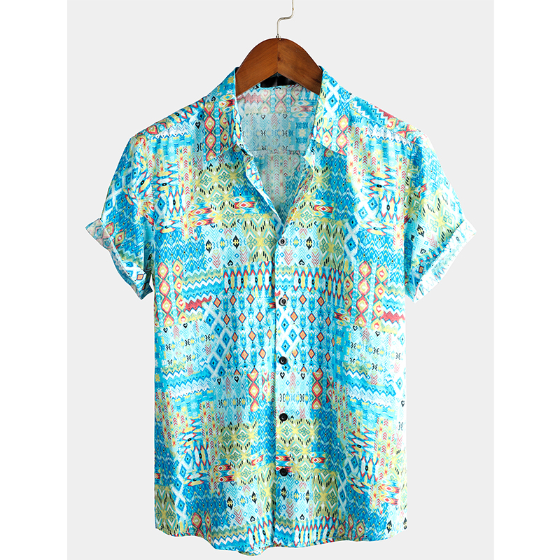 Men's Shirt Tribal Classic Collar Daily Beach Short Sleeve Shirt-poisonstreetwear.com