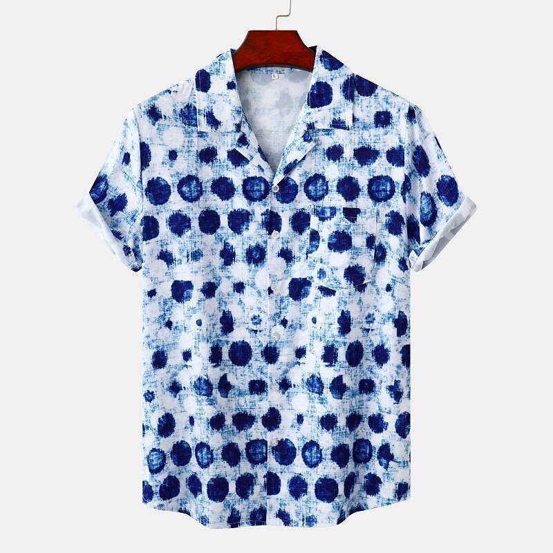 Men's Hawaiian Geometric Print Short Sleeve Shirt-poisonstreetwear.com