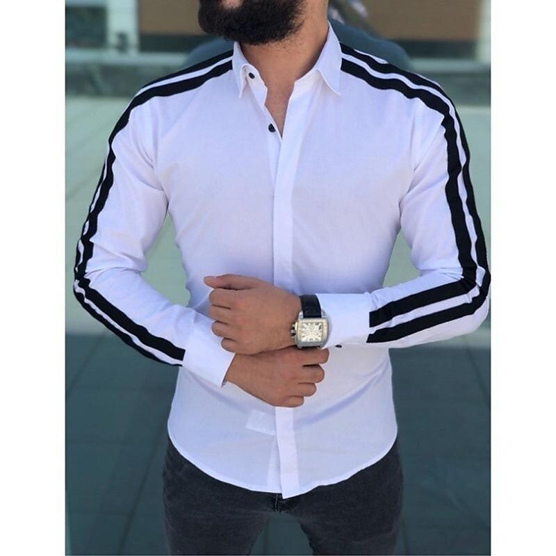 Men's Solid Color Slim Fit Decorative Webbing Long Sleeve Shirt-poisonstreetwear.com
