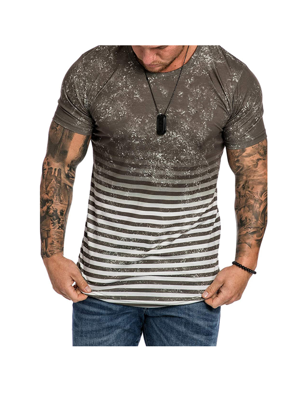 Alan Striped Short Sleeve T-Shirt-poisonstreetwear.com
