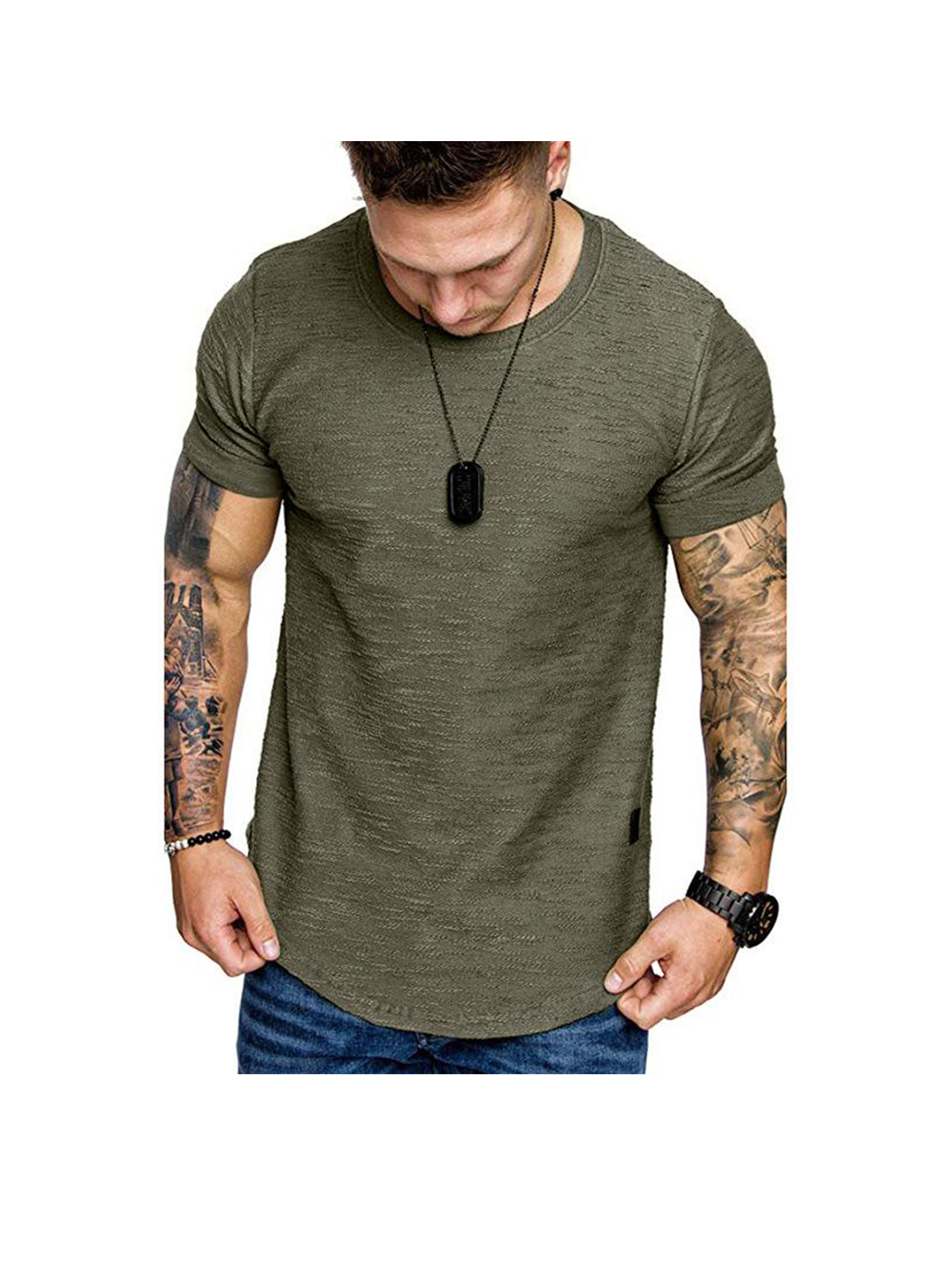 Poisonstreetwear Men's Textured Solid Color High Quality Crew Neck T-shirt Soft Breathable-poisonstreetwear.com
