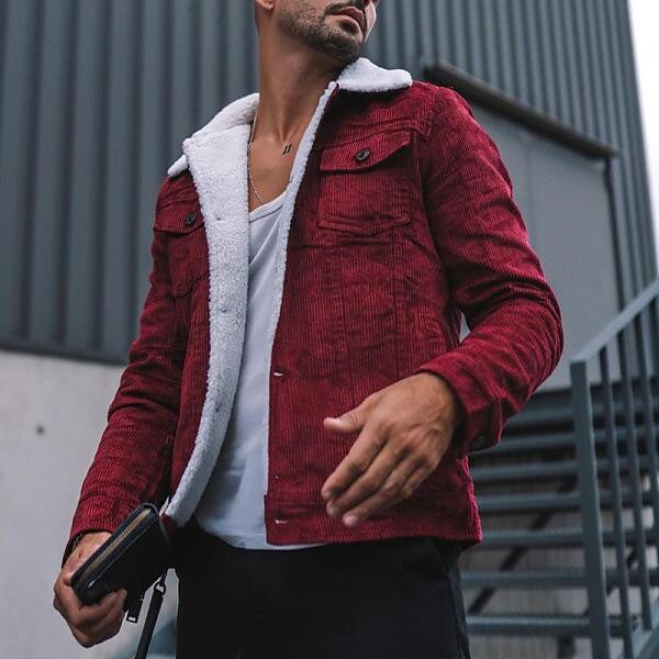 Men's Vintage Corduroy Lapel Fleece Trucker Jacket-poisonstreetwear.com