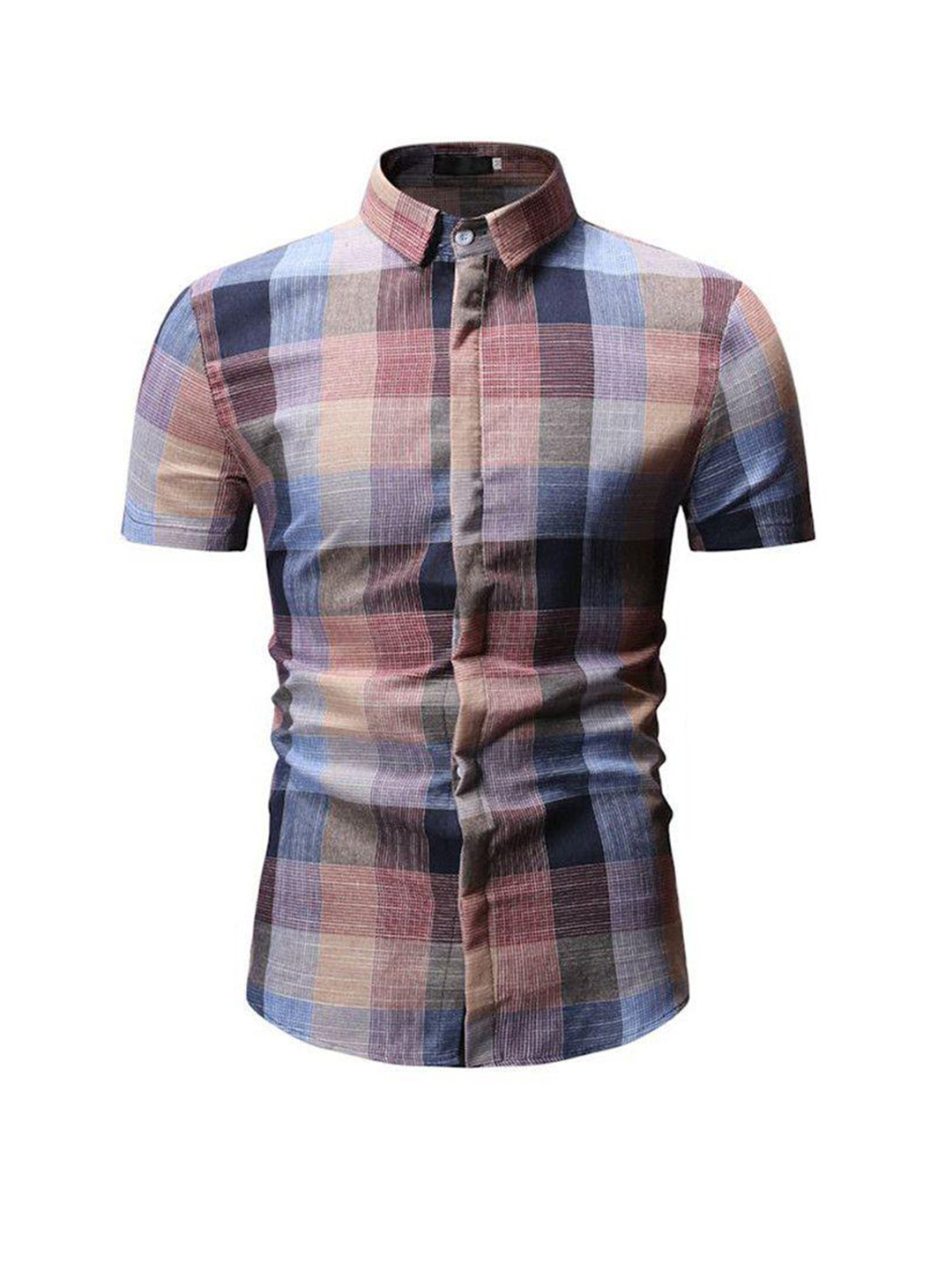 Men's Geoffrey Multicolored Check Short Sleeve Shirt-poisonstreetwear.com