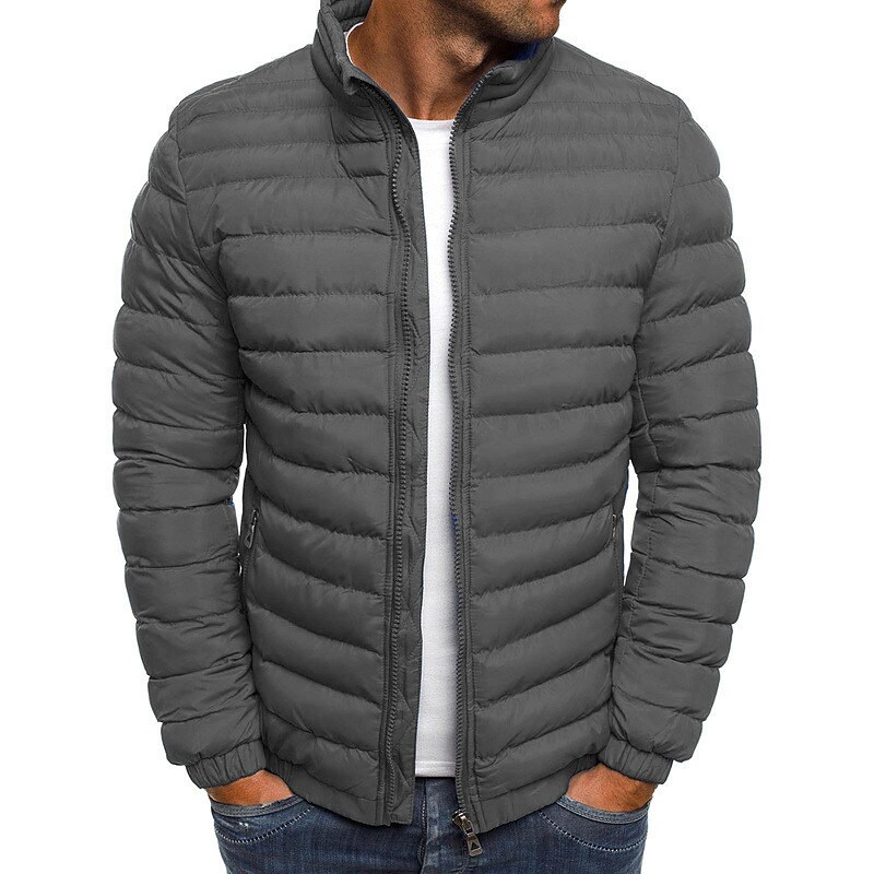 Poisonstreetwear Men's Stand Collar Quilted Puffer Jackets Warm Breathable Outdoor-poisonstreetwear.com
