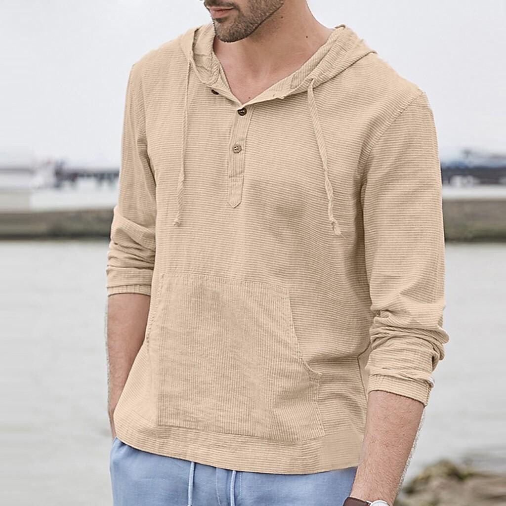Men's Solid Color Hooded Long Sleeve Casual Shirt-poisonstreetwear.com