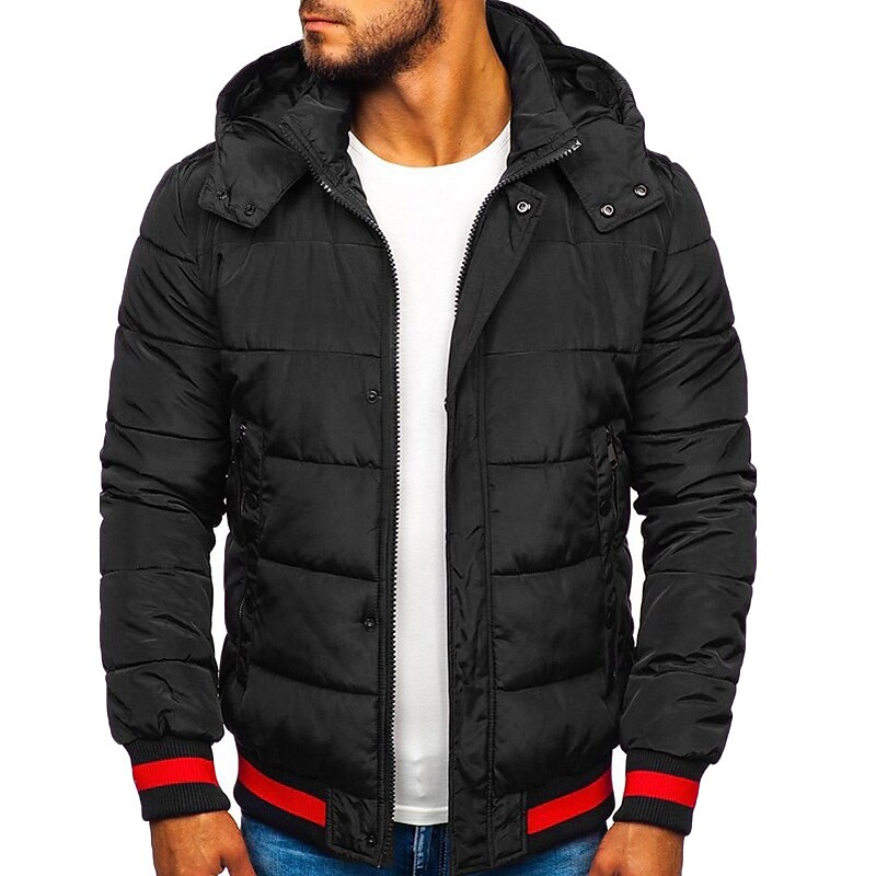 Men's Solid Color Outdoor Windproof Hooded Puffer Jacket-poisonstreetwear.com