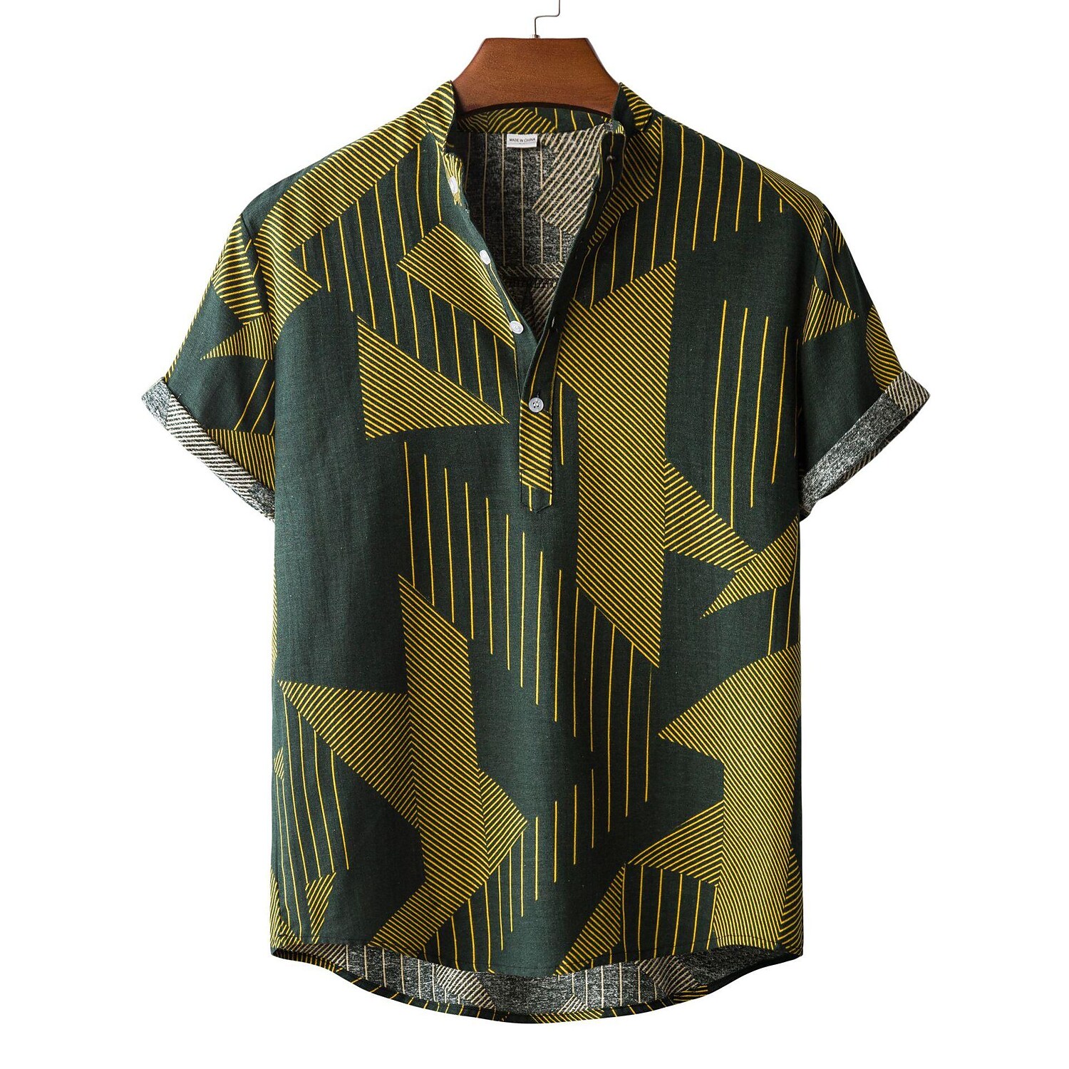 Men's Striped Color Block Short-sleeve Shirt-poisonstreetwear.com