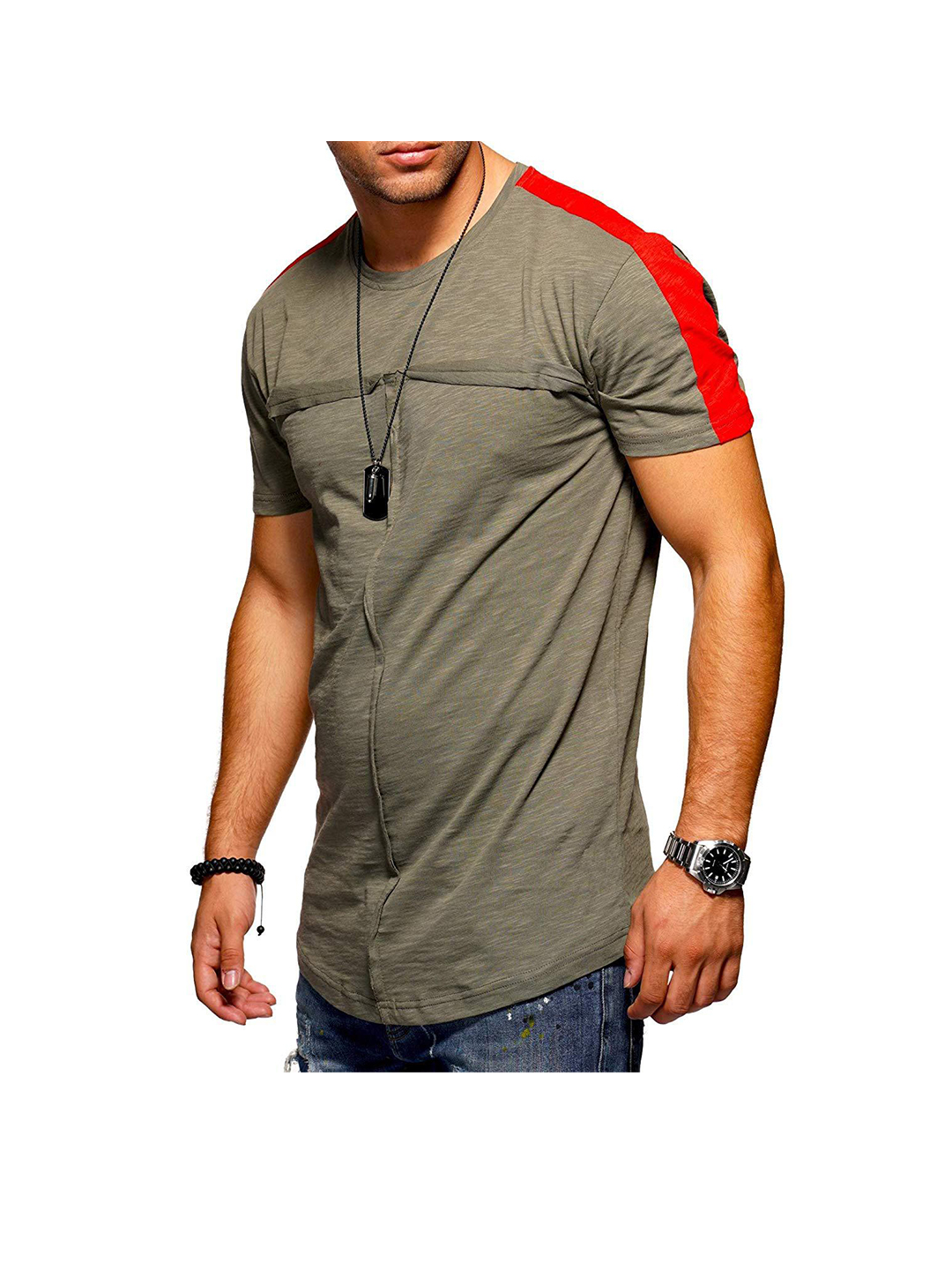 Men's Zachary Patchwork Colorblock Short Sleeve T-Shirt-poisonstreetwear.com