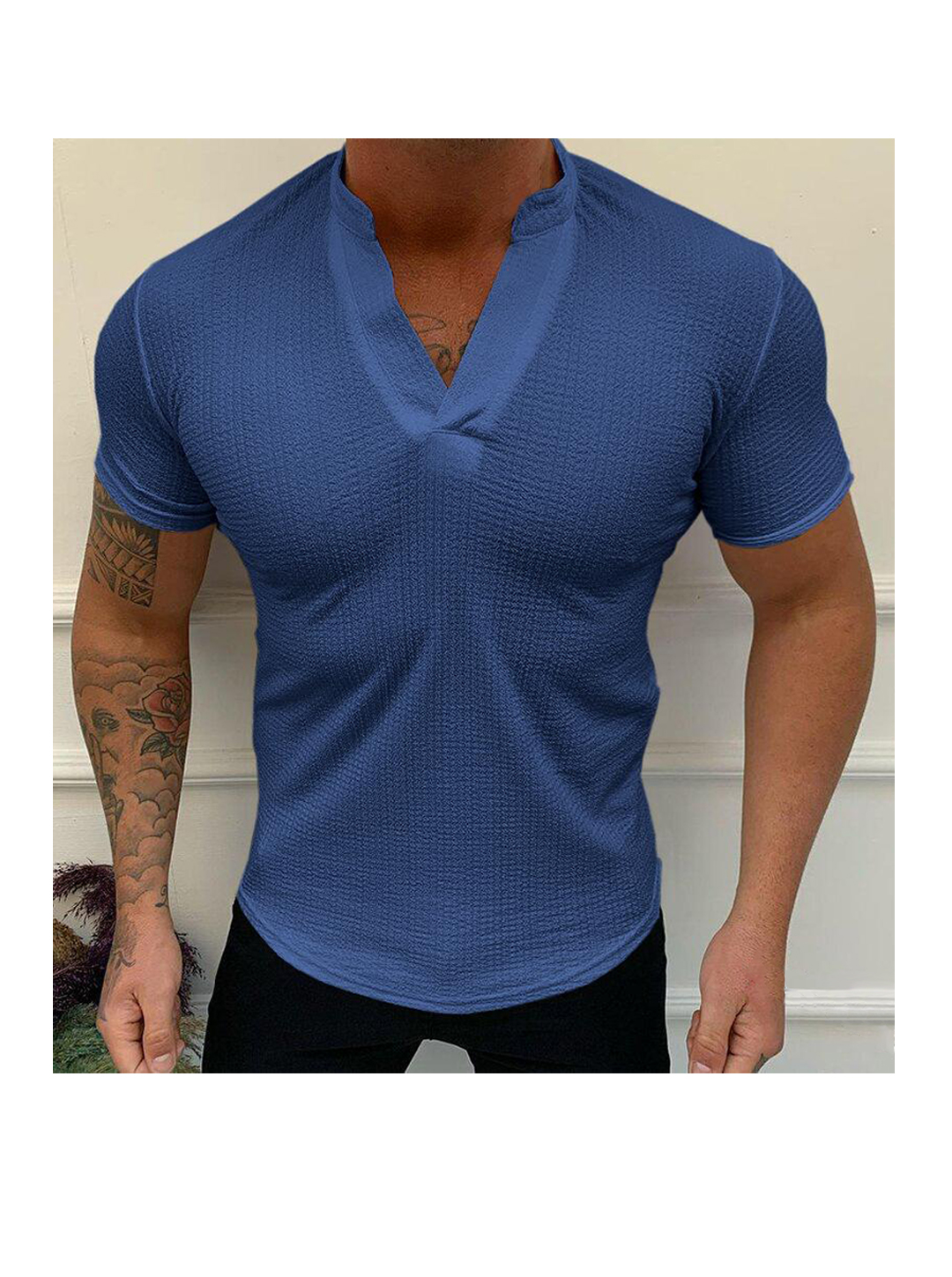 Alejandro Solid Color V-neck T-shirt-poisonstreetwear.com
