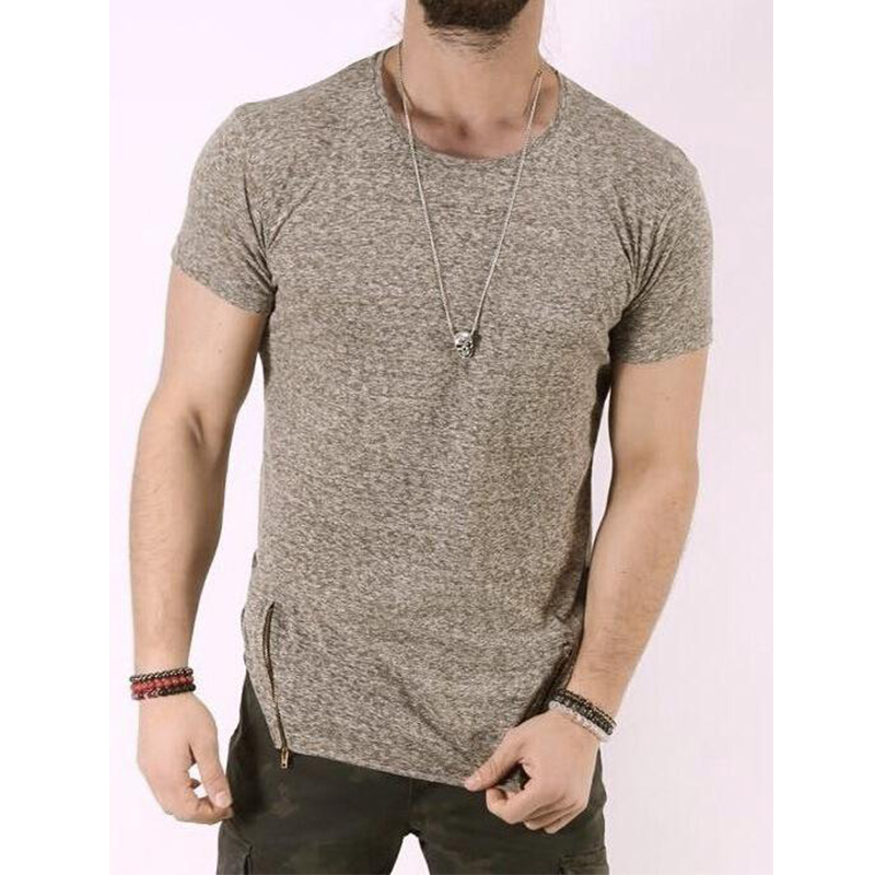 Men's Solid Color Zipper Short-sleeved T-shirt-poisonstreetwear.com
