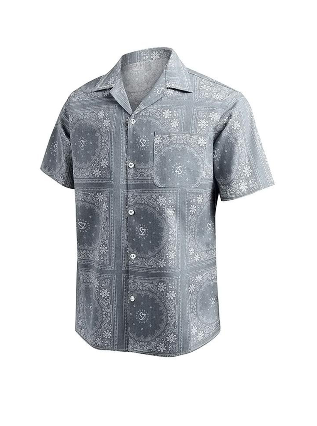 Men's Douglas 3D Print Faux Cotton And Linen Short-sleeved Shirt-poisonstreetwear.com