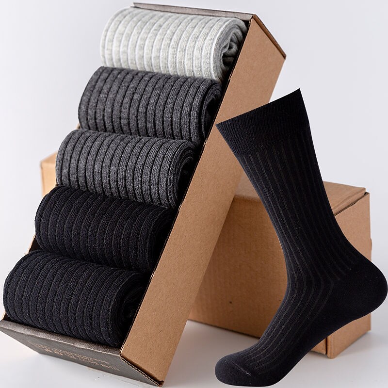 Poisonstreetwear Men's Solid Color 5 Pairs Socks Casual Socks Comfort-poisonstreetwear.com