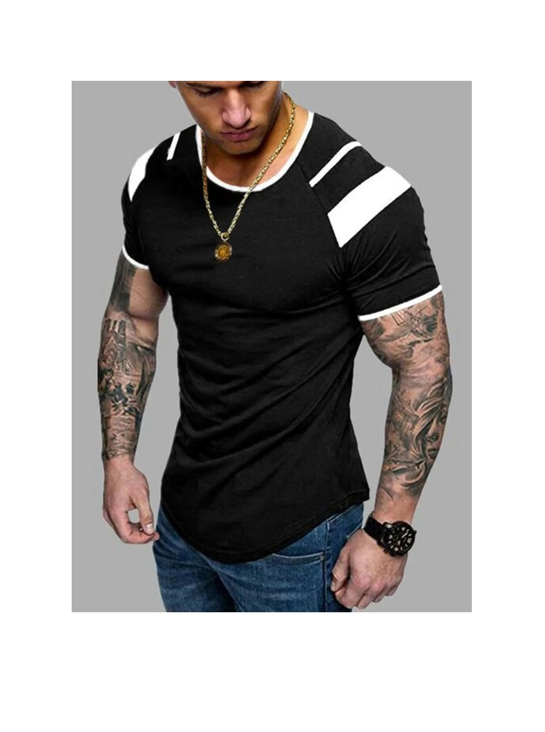 Men's Daniel Contrast Color Round Neck Short-sleeved T-shirt-poisonstreetwear.com