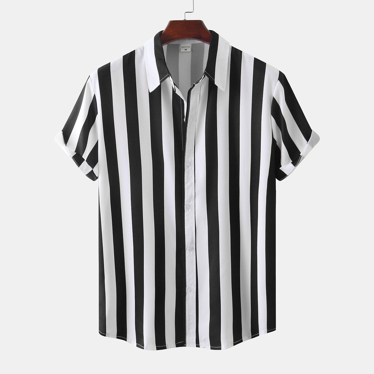 Men's Striped Print Short Sleeves Shirt-poisonstreetwear.com