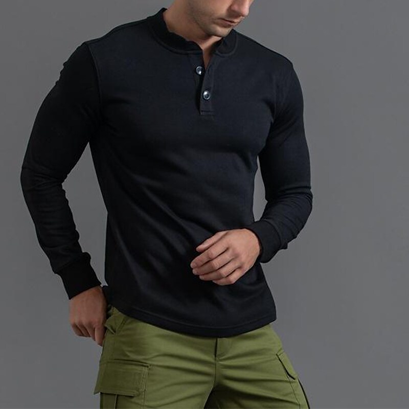 Men's Henry Collar Solid Color Casual Sportswear Sweatshirt-poisonstreetwear.com
