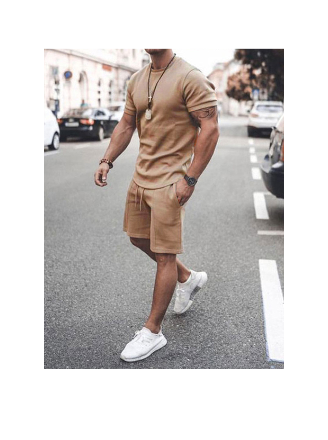 Men's Fitness Tracksuit Short Sleeve Shorts Two-Piece Set Gym Suits-poisonstreetwear.com