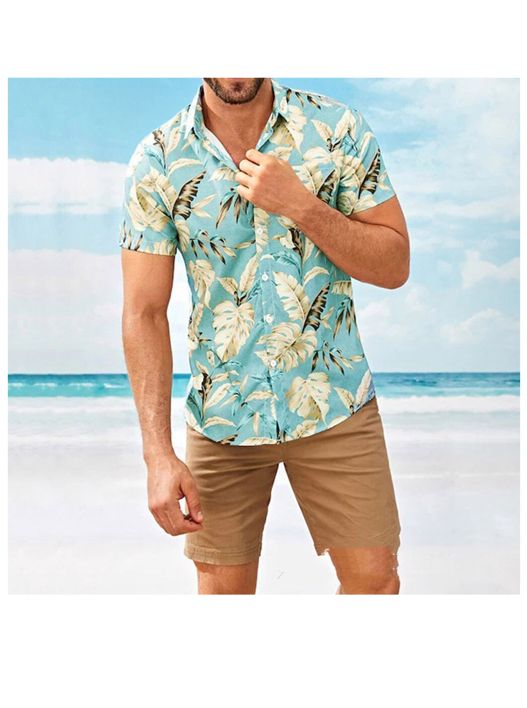 Men's Hawaiian Print Short Sleeve Casual Shirt-poisonstreetwear.com