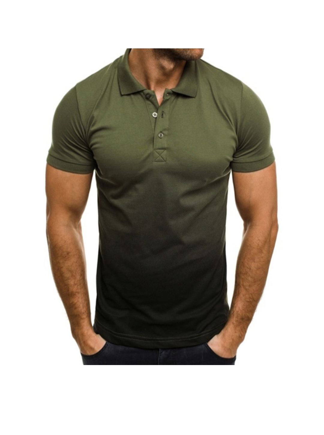 Men's Gradient Print Polo T-shirt-poisonstreetwear.com