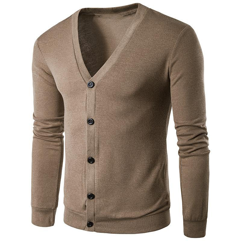 Men's Solid Color V-neck Knitted Cardigan-poisonstreetwear.com