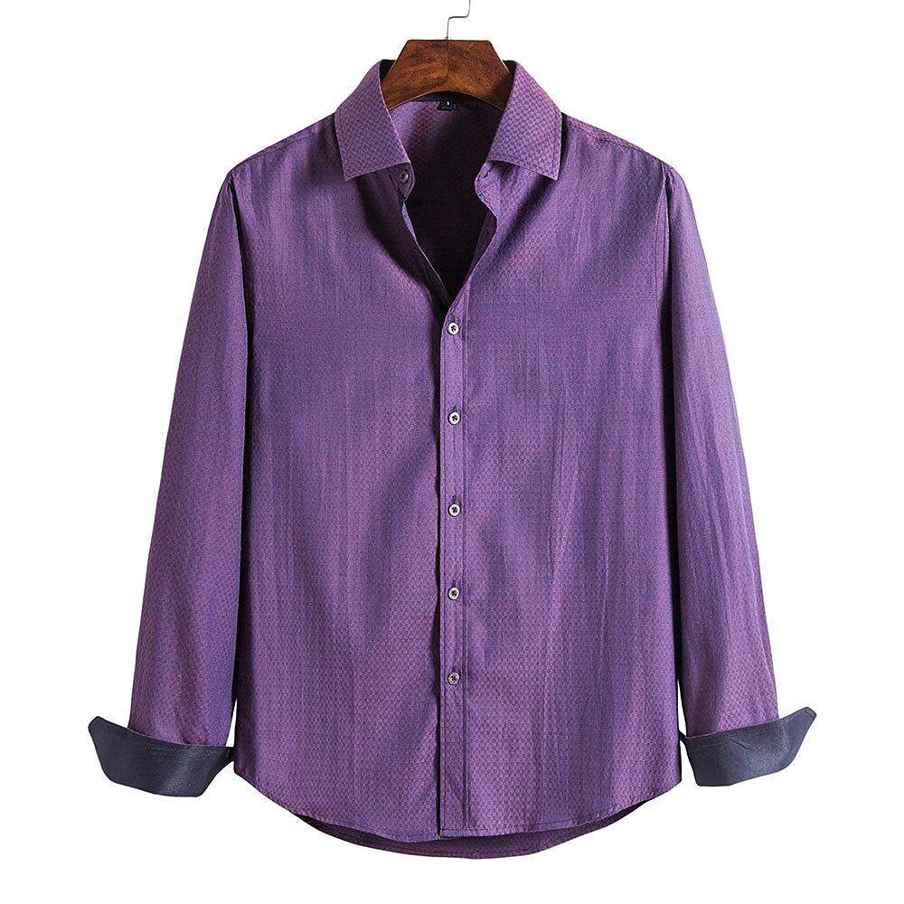 Men's Dark Pattern Patchwork Long Sleeve Shirt-poisonstreetwear.com