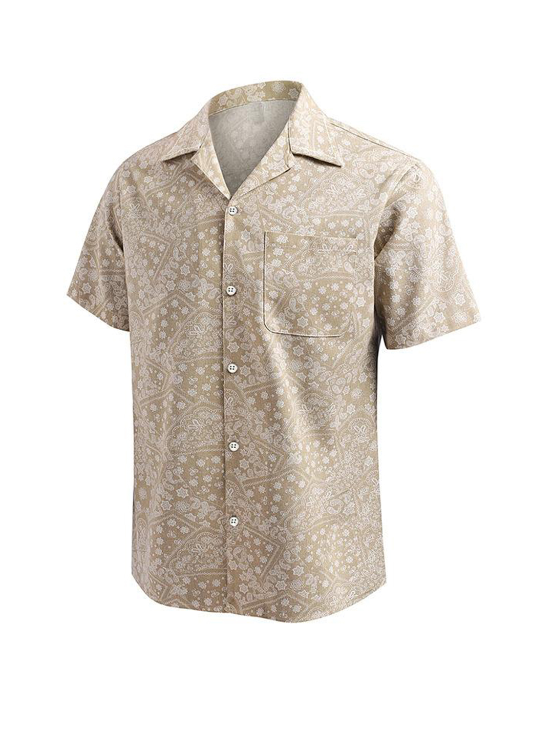 Men's Douglas Paisley Print Faux Cotton And Linen Short-sleeved Shirt-poisonstreetwear.com